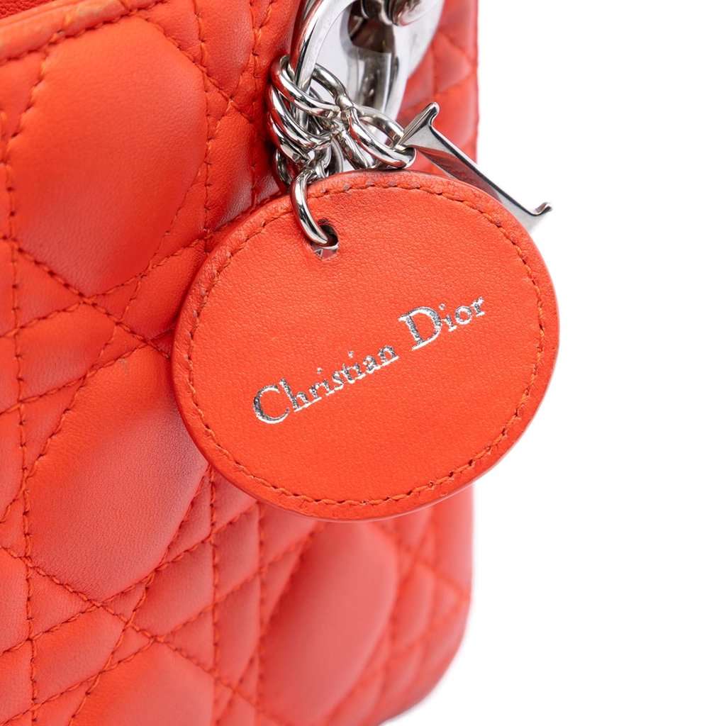 Dior Mini Lambskin Cannage Lady Dior Orange Leather Very good - Box View