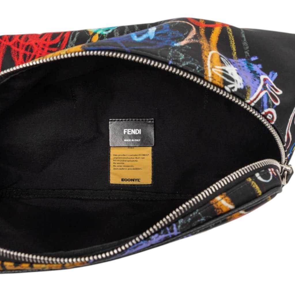 Fendi Noel Fielding Leather and Nylon Graffiti Belt Bag Black Leather Very good condition - Model View