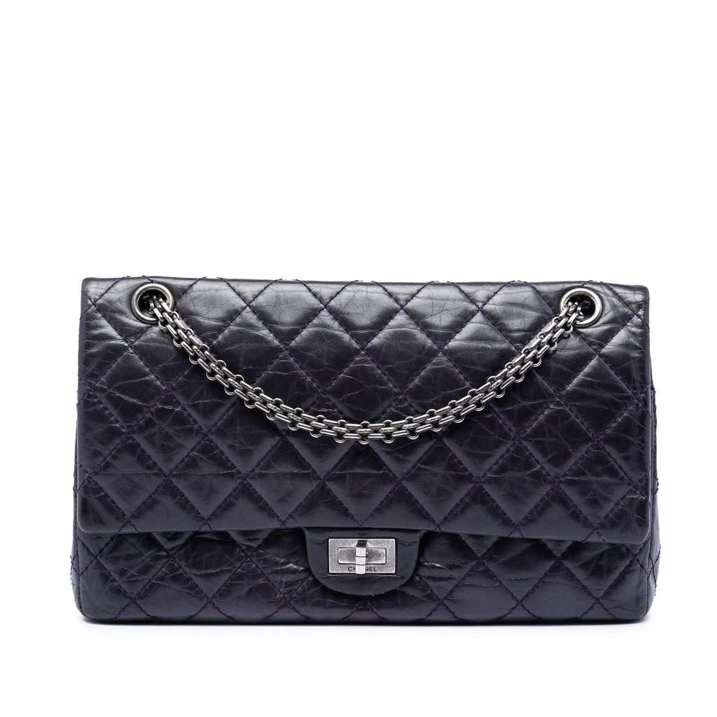 Chanel Quilted Aged Calfskin Reissue 2.55 Double Flap 226 Purple Leather Very good condition - Front View