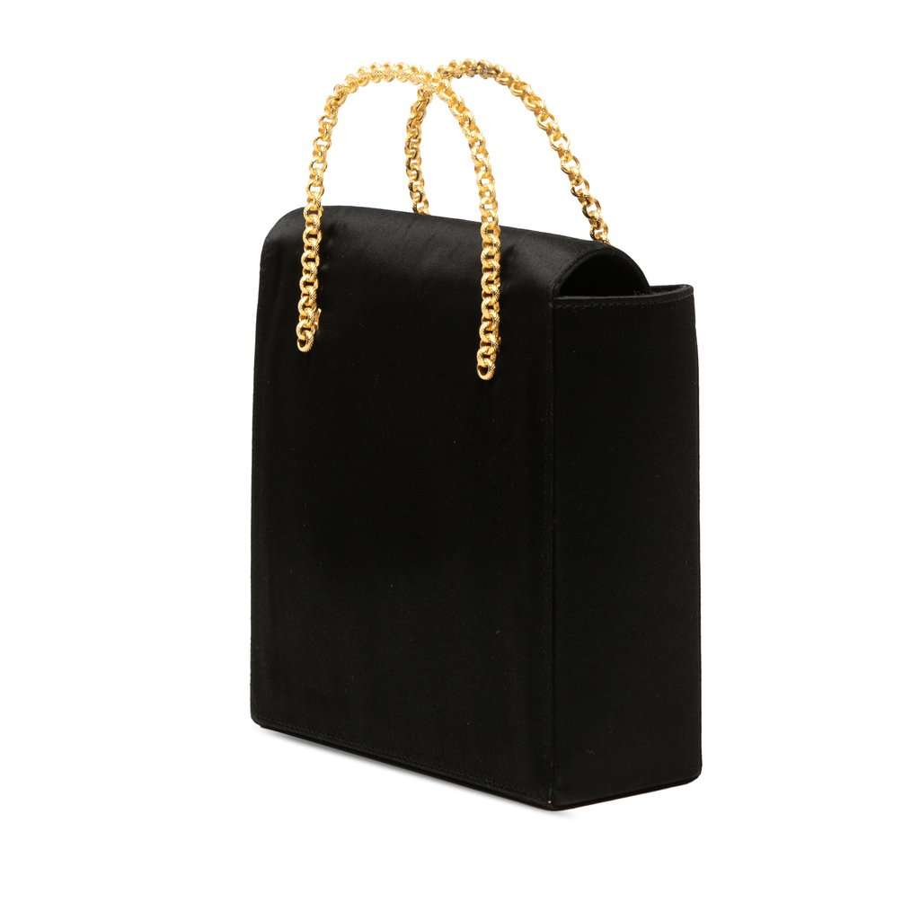 Celine Satin Starball Chain Top Handle Bag Black Very good - Back View