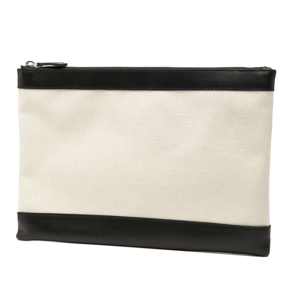 Balenciaga M Canvas Navy Clip Clutch White Very good - Back View