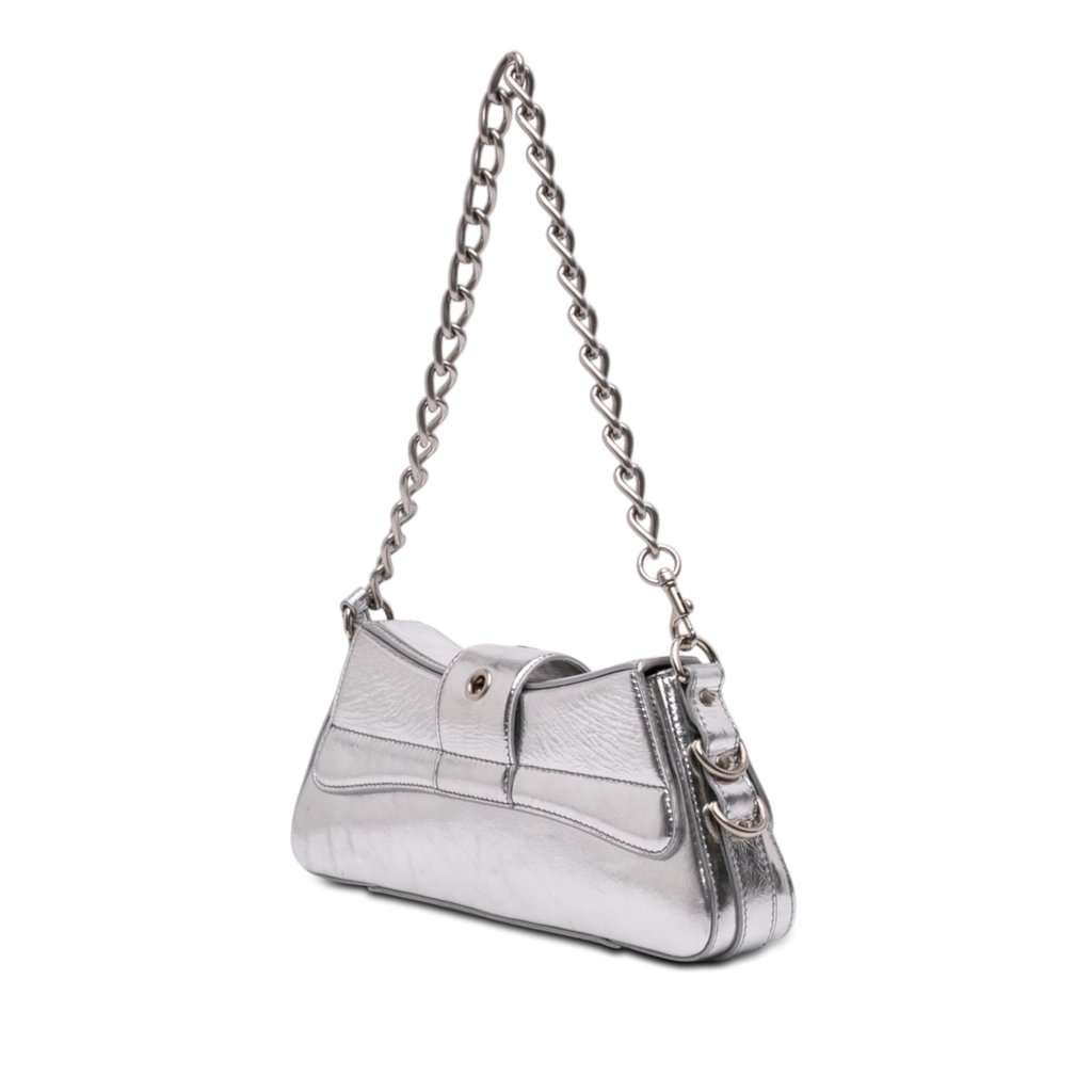Balenciaga Small Metallic Calfskin Lindsay Satchel Silver Leather Very good condition - Back View