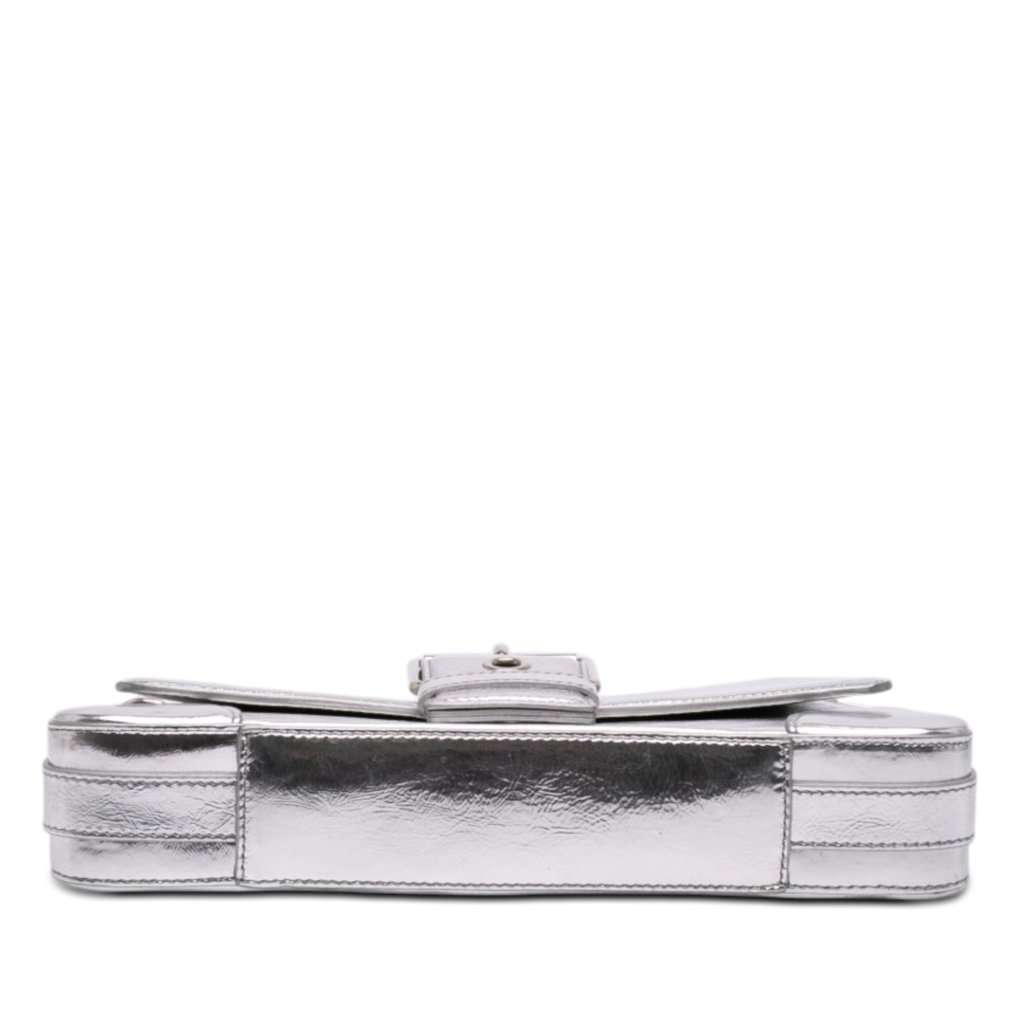 Balenciaga Small Metallic Calfskin Lindsay Satchel Silver Leather Very good condition - Inside View