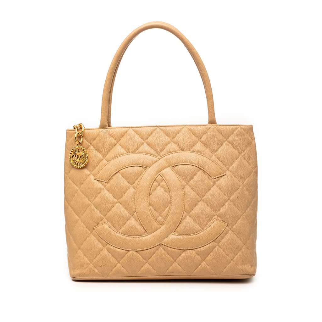 Chanel Caviar Medallion Tote Beige Leather Very good condition - Front View