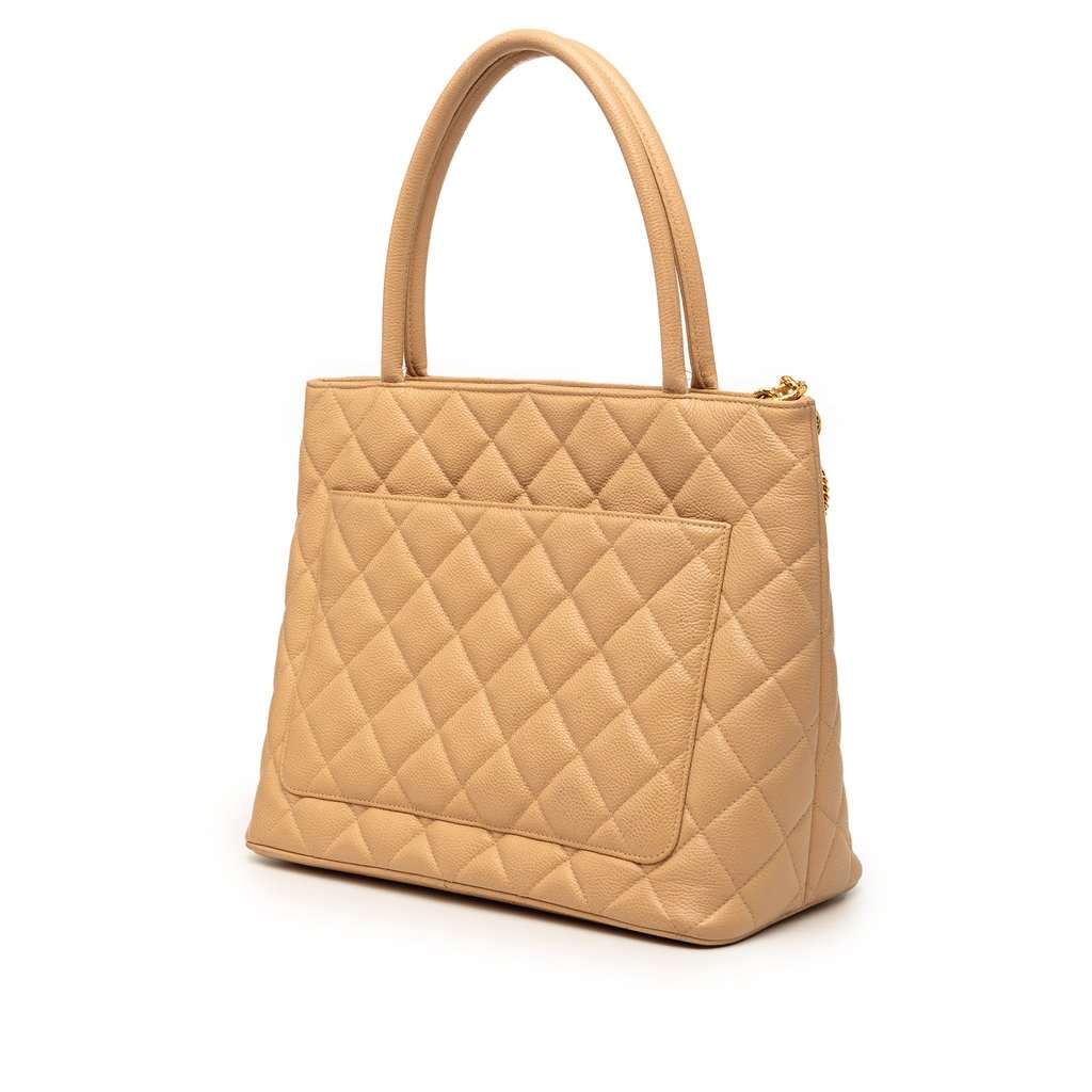Chanel Caviar Medallion Tote Beige Leather Very good condition - Back View