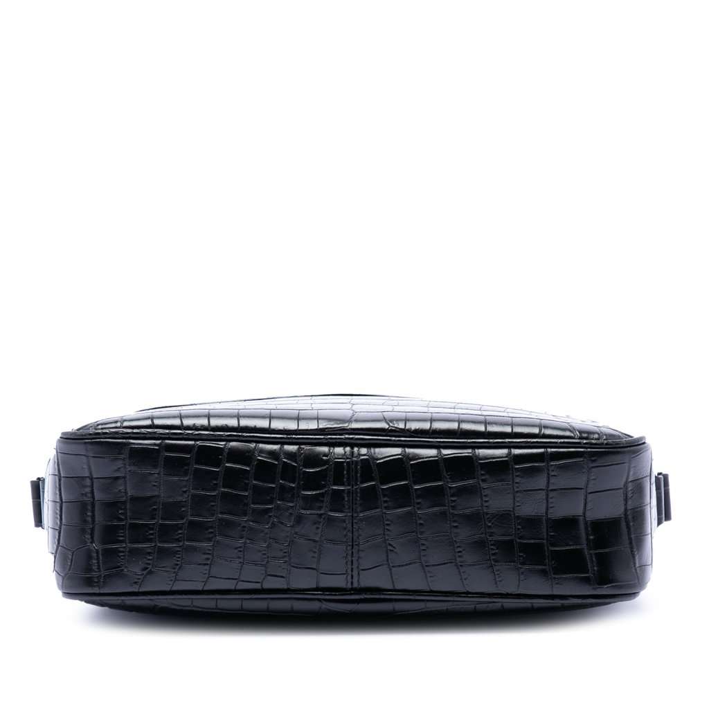 Saint Laurent Crocodile Embossed Leather Camp Camera Bag Black Leather Very good condition - Inside View