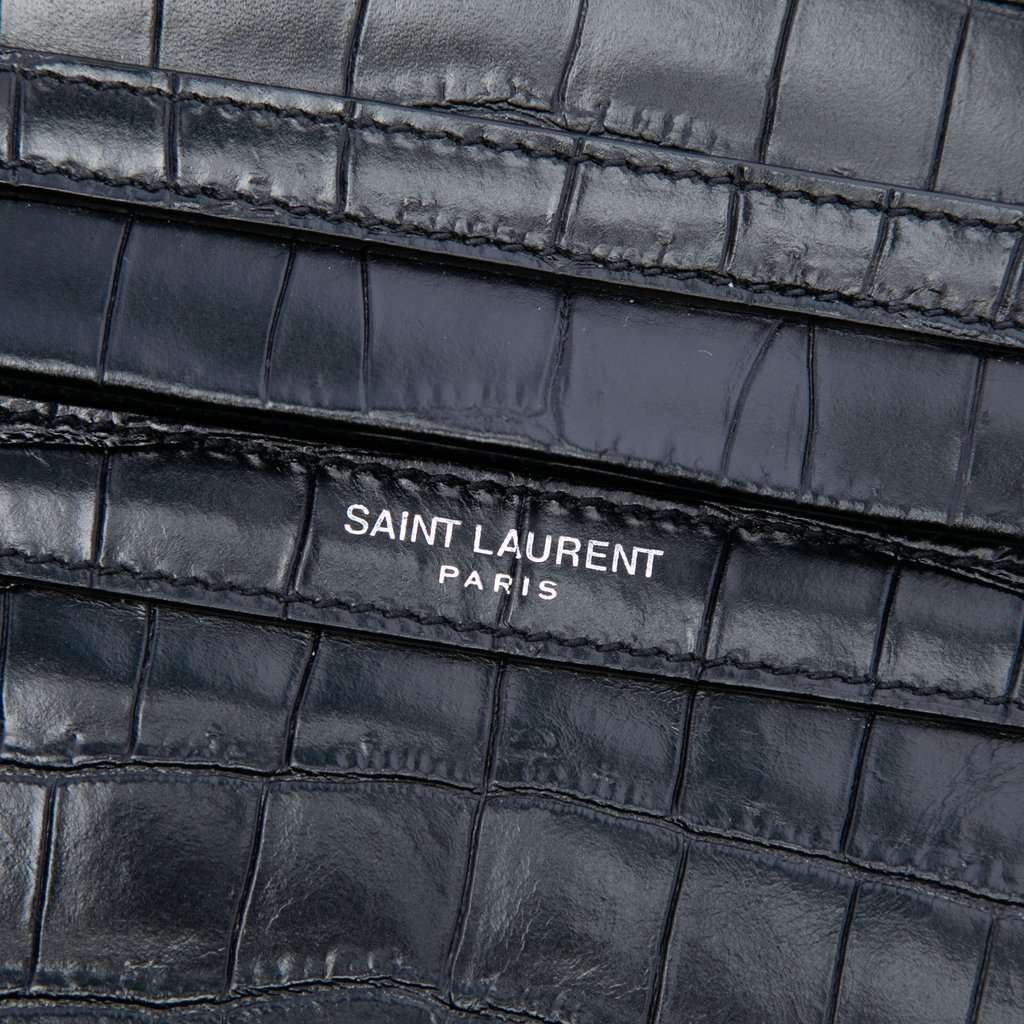 Saint Laurent Crocodile Embossed Leather Camp Camera Bag Black Leather Very good condition - Box View