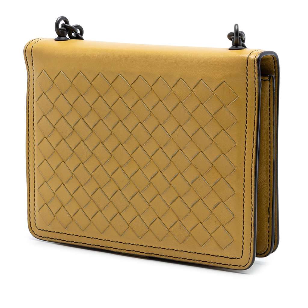 Bottega Veneta Small Nappa Intrecciato Runway Shoulder Bag Yellow Leather Very good condition - Back View