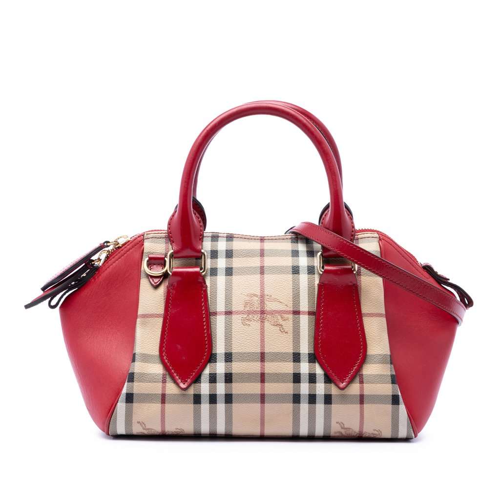 Burberry Small Haymarket Check Coated Canvas Blaze Satchel Beige Very good - Front View