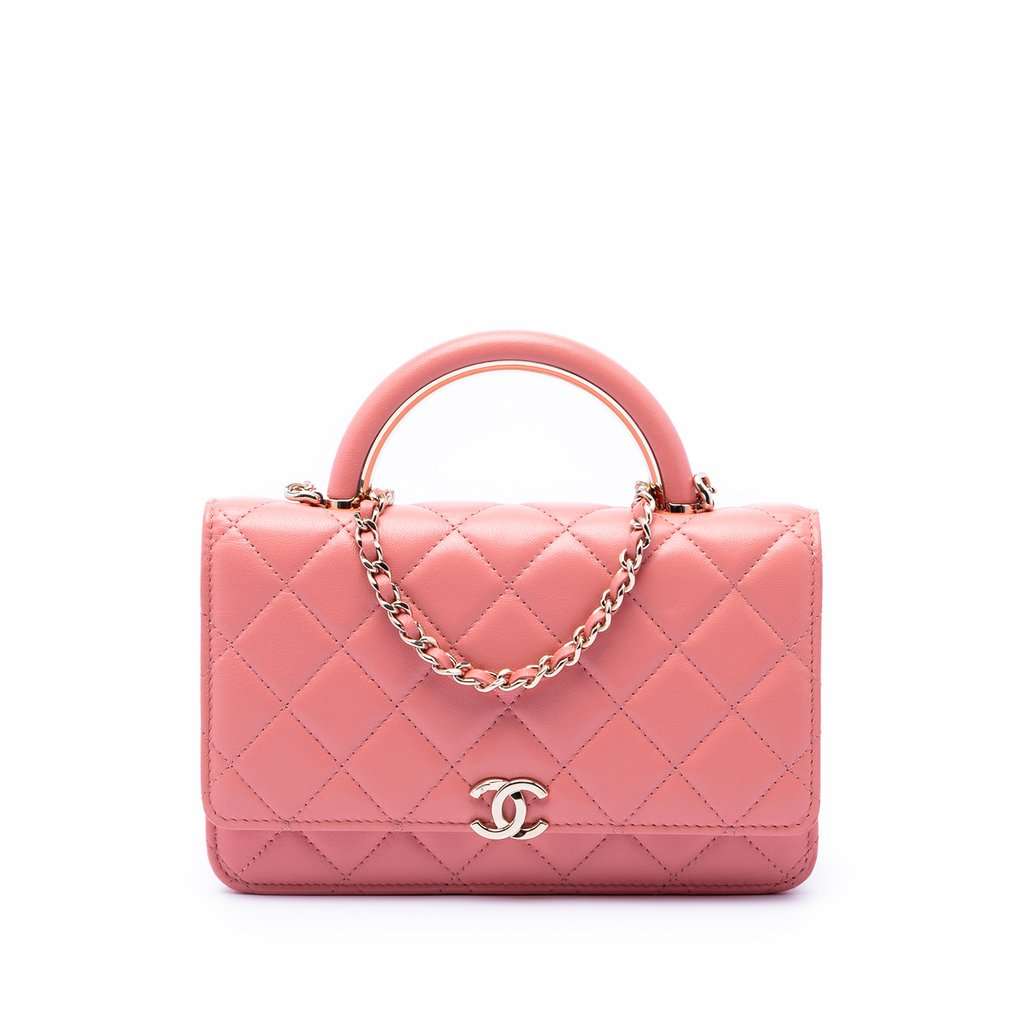 Chanel Mini Rectangular Lambskin Paris Le19M Charming Top Handle Flap Pink Leather Very good condition - Front View