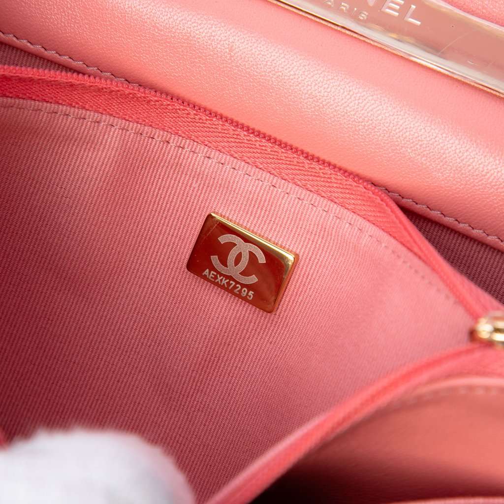 Chanel Mini Rectangular Lambskin Paris Le19M Charming Top Handle Flap Pink Leather Very good condition - Box View