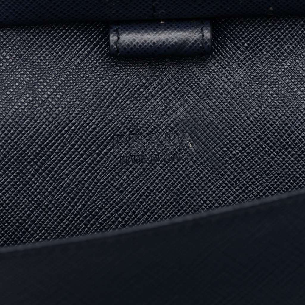 Prada Saffiano Zip Around Long Wallet Blue Leather Very good condition - Box View