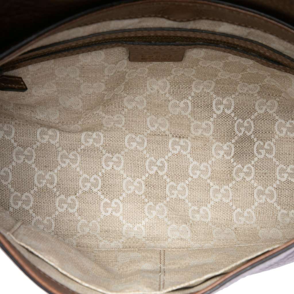 Gucci Grained Calfskin Harness Shoulder Bag Brown Leather Very good - Model View