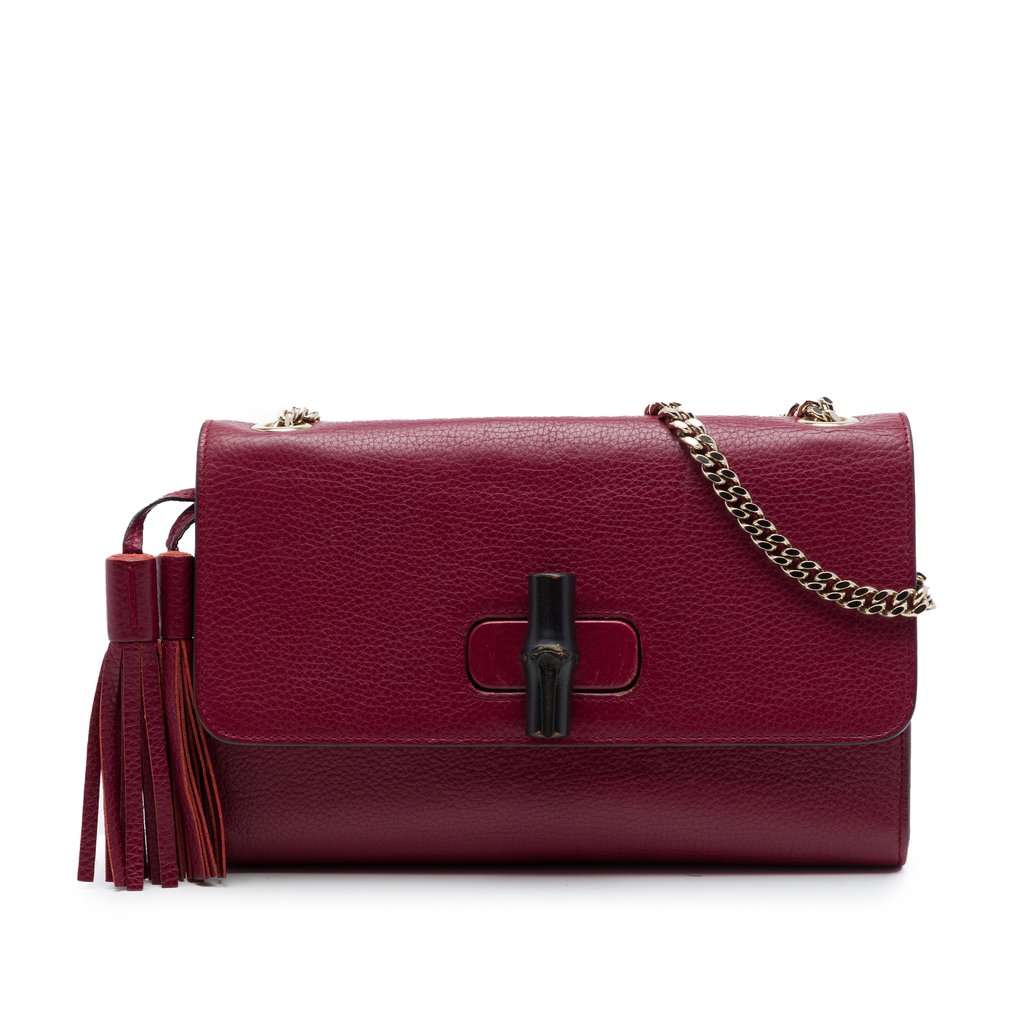 Gucci Medium Leather Miss Bamboo Crossbody Red Leather Very good condition - Front View