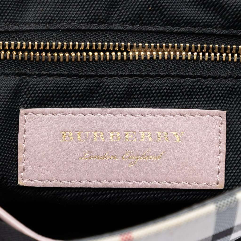 Burberry Small Haymarket Check Nylon and Leather Dickens Crossbody Pink Leather Very good condition - Box View