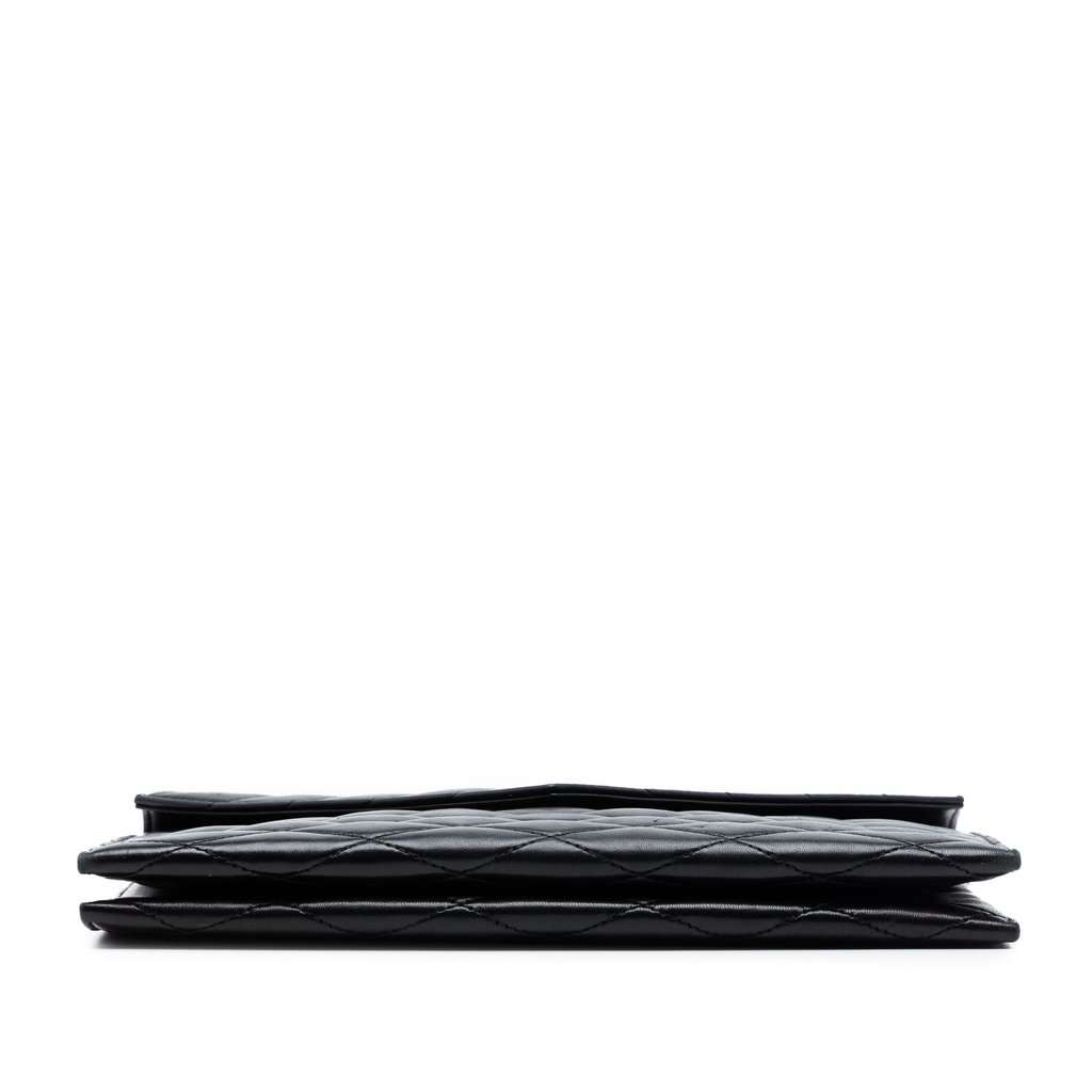 Saint Laurent Quilted Lambskin Envelope Pouch Black Leather Very good - Inside View