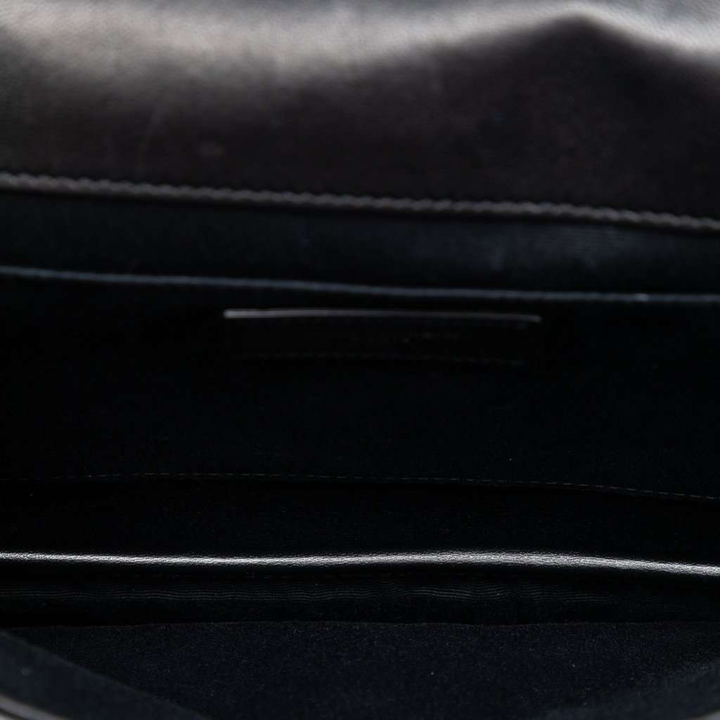 Saint Laurent Quilted Lambskin Envelope Pouch Black Leather Very good - Model View