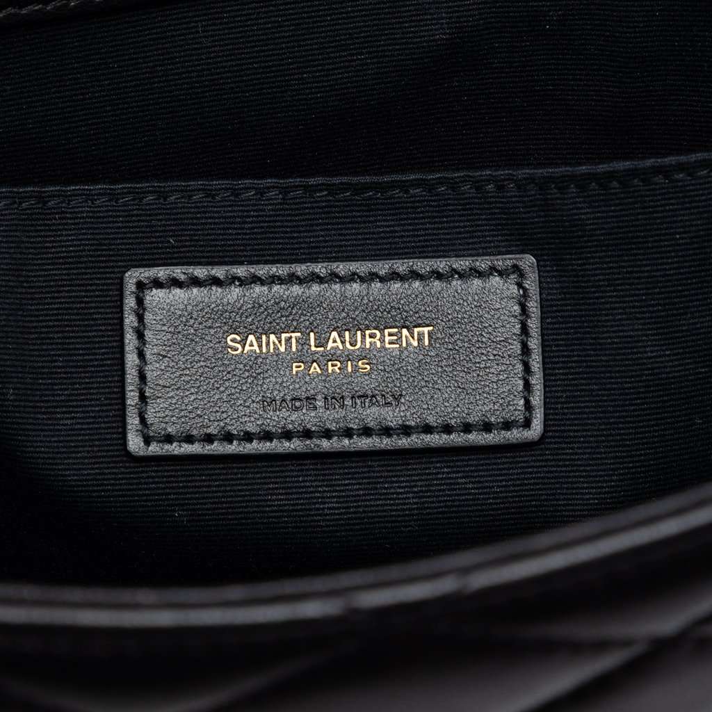 Saint Laurent Quilted Lambskin Envelope Pouch Black Leather Very good - Box View