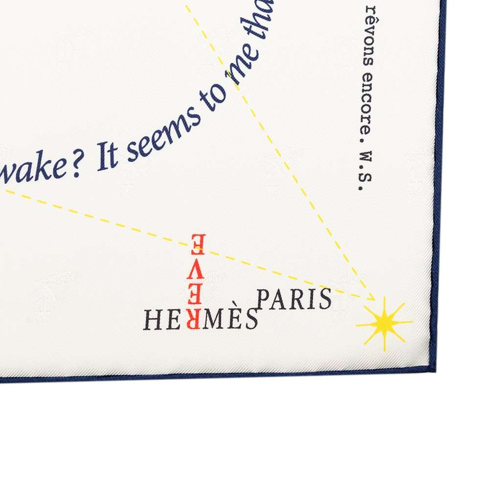Hermès In Pursuit of Dreams Silk Scarf 70 White Never worn - Box View