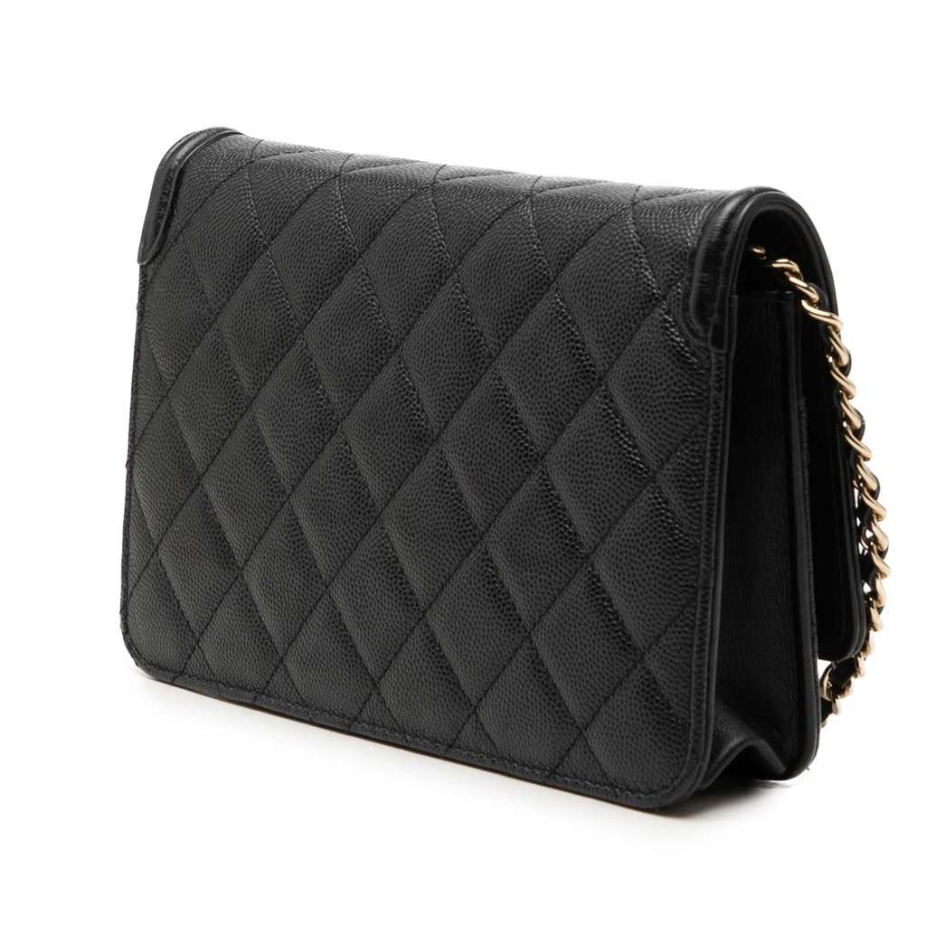 Chanel Caviar CC Filigree Wallet On Chain Black Leather Very good condition - Back View
