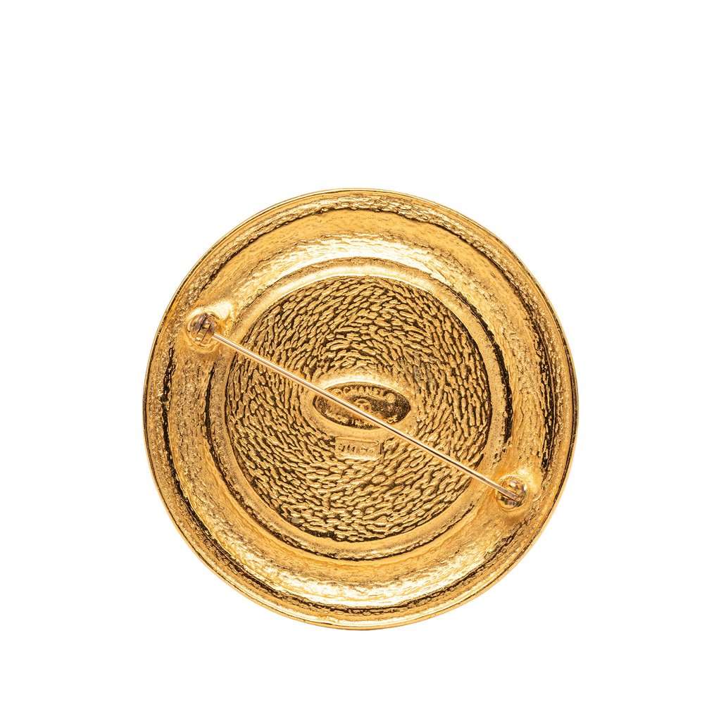 Chanel Gold Plated 31 Rue Cambon Round Brooch Gold Metal Very good - Back View
