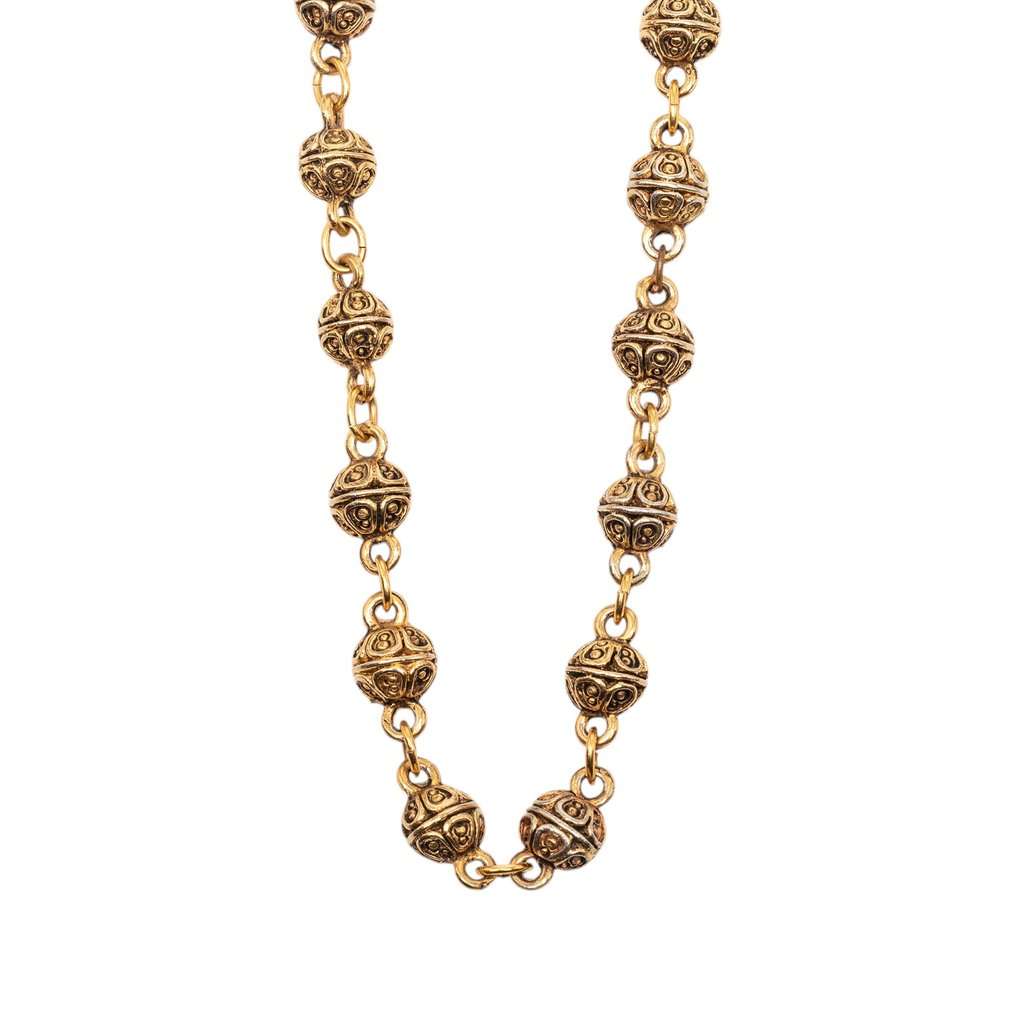 Chanel Gold Plated Bead Strand Necklace Gold Metal Very good - Back View
