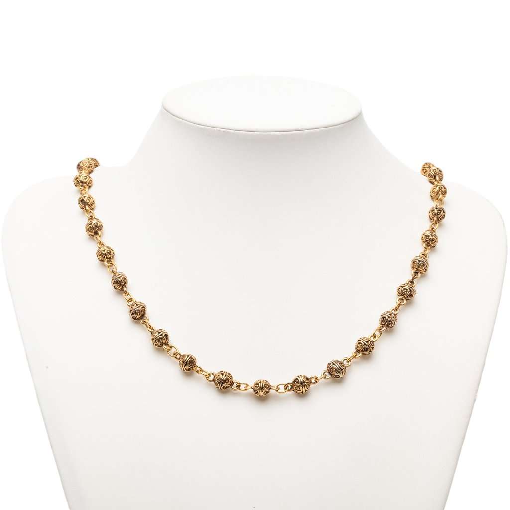 Chanel Gold Plated Bead Strand Necklace Gold Metal Very good - Box View