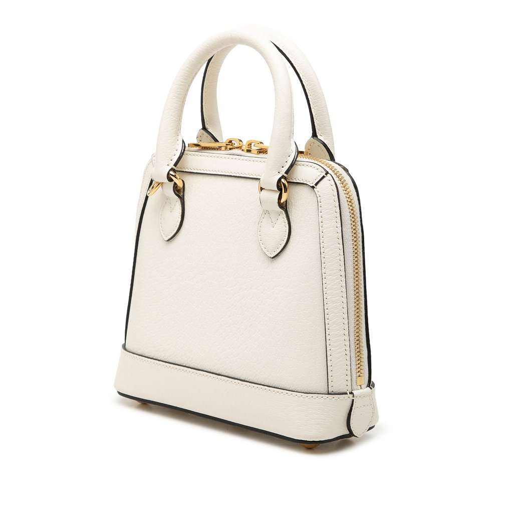 Gucci Adidas Mini Leather Horsebit 1955 Top Handle Bag White Leather Very good condition - Back View