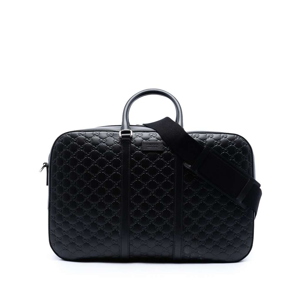 Gucci Guccissima Duffle Bag Black Leather Very good condition - Front View