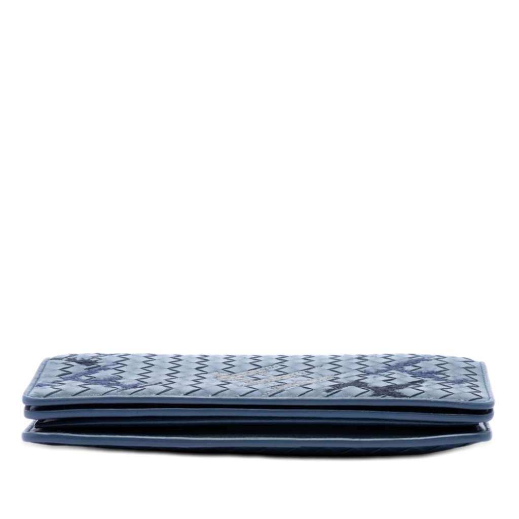 Bottega Veneta Nappa Intrecciato Embroidered Continental Wallet on Chain Blue Leather Very good condition - Inside View
