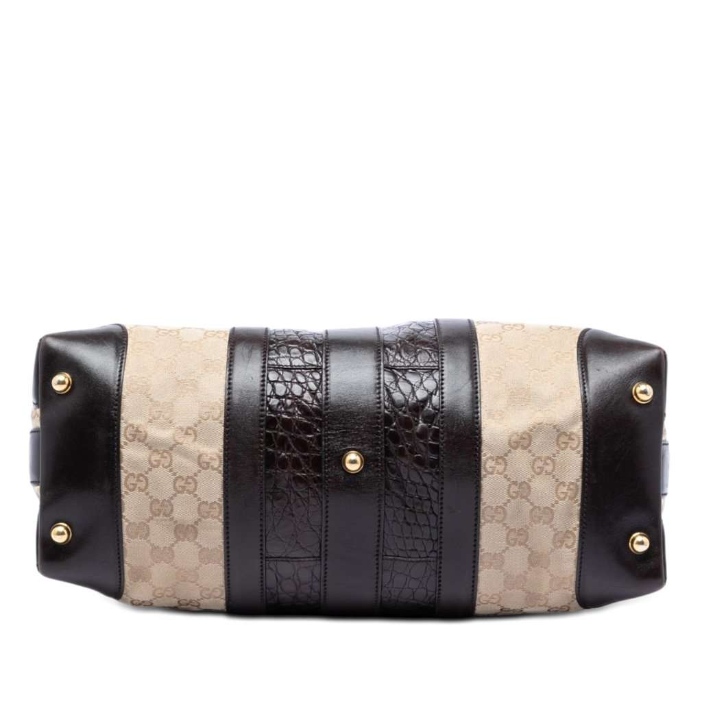 Gucci GG Canvas and Crocodile Embossed Calfskin Secret Satchel Beige Very good condition - Inside View