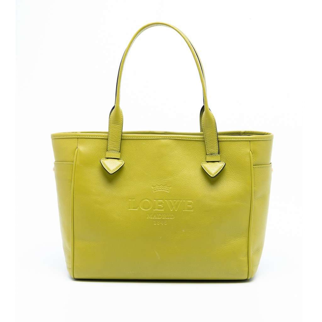 Loewe Leather Heritage Tote Green Leather Very good condition - Front View
