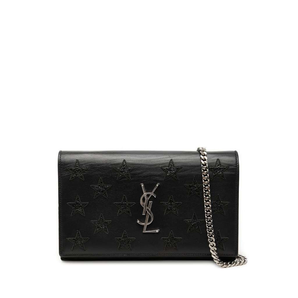 Saint Laurent Calfskin Star Applique Classic Monogram Kate Wallet on Chain Black Leather Very good - Front View