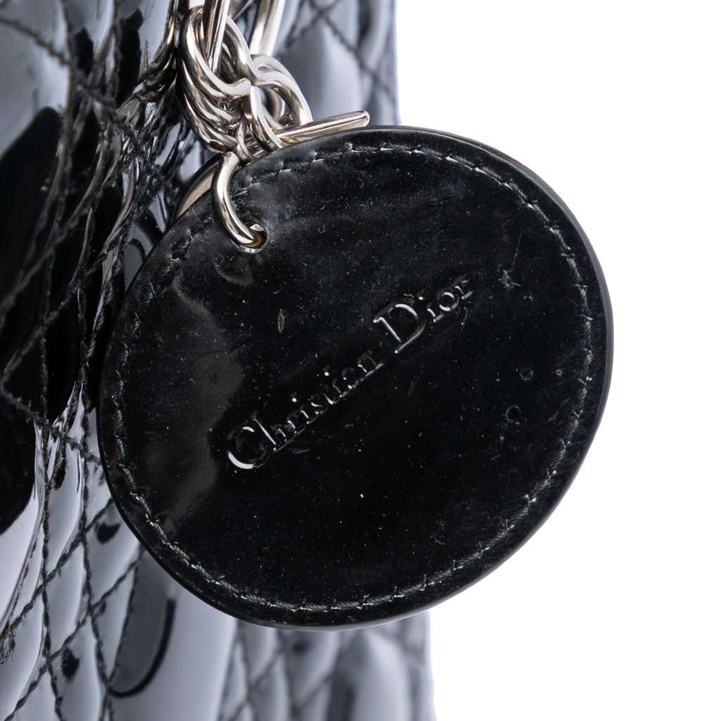 Dior Medium Patent Cannage Lady Dior Black Leather Very good condition - Box View