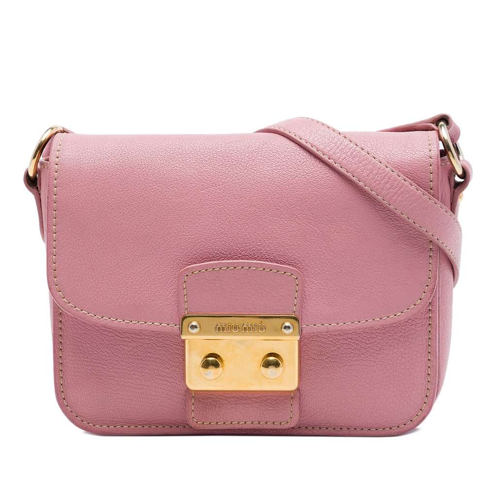 Miu Miu Goatskin Madras Crossbody Pink Leather Very good - Front View