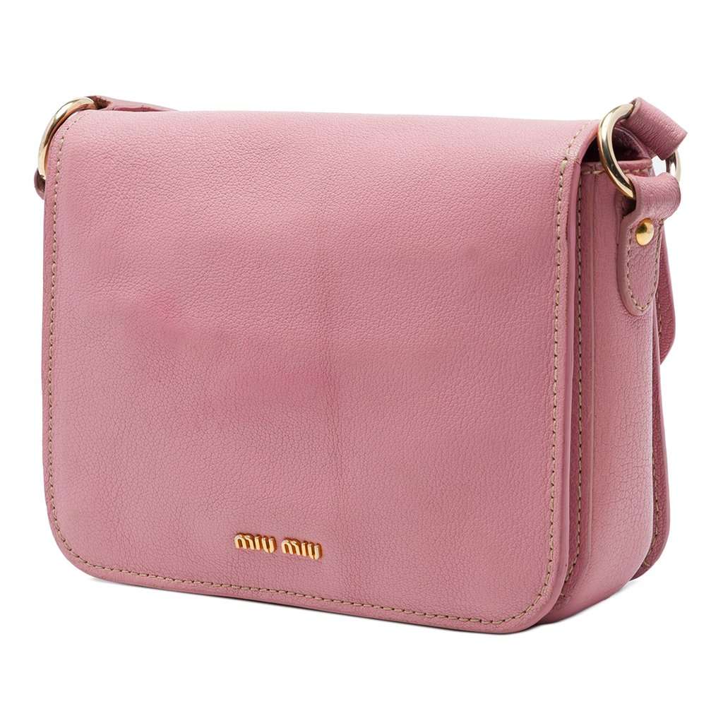 Miu Miu Goatskin Madras Crossbody Pink Leather Very good - Back View