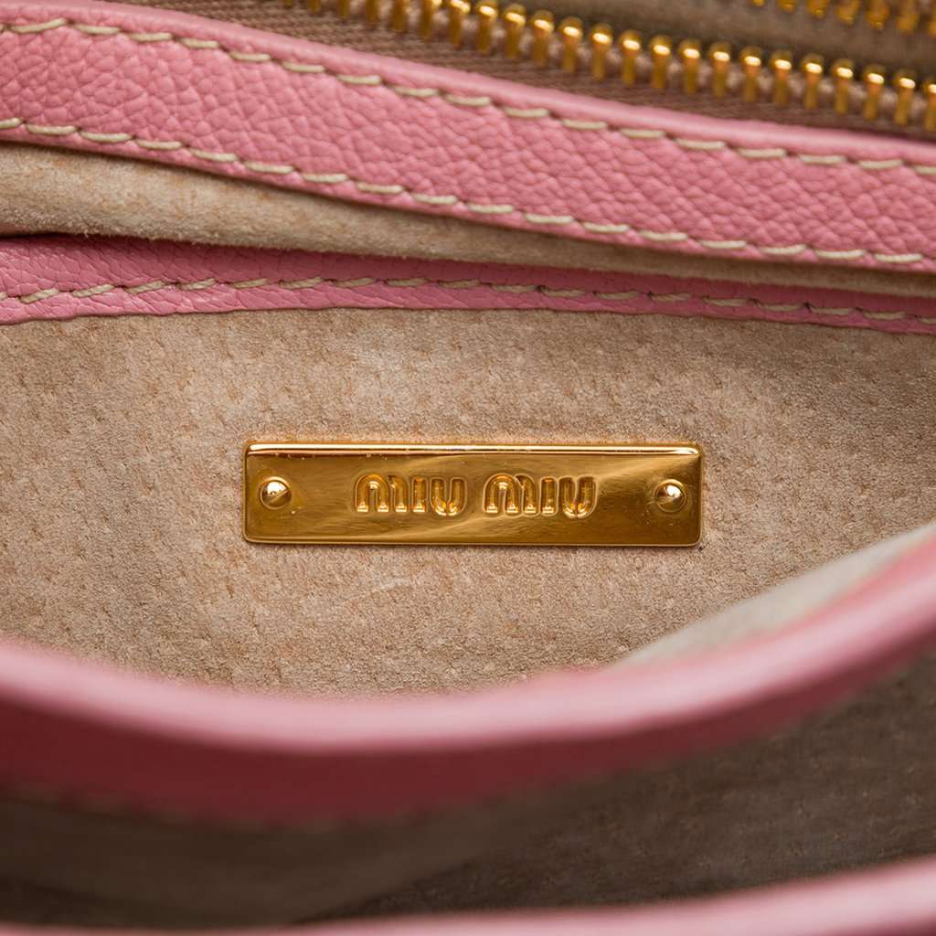 Miu Miu Goatskin Madras Crossbody Pink Leather Very good - Box View
