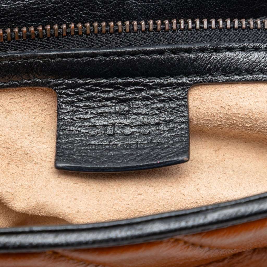 Gucci Small GG Marmont Matelasse Leather Torchon Top Handle Bag Brown Leather Very good condition - Box View