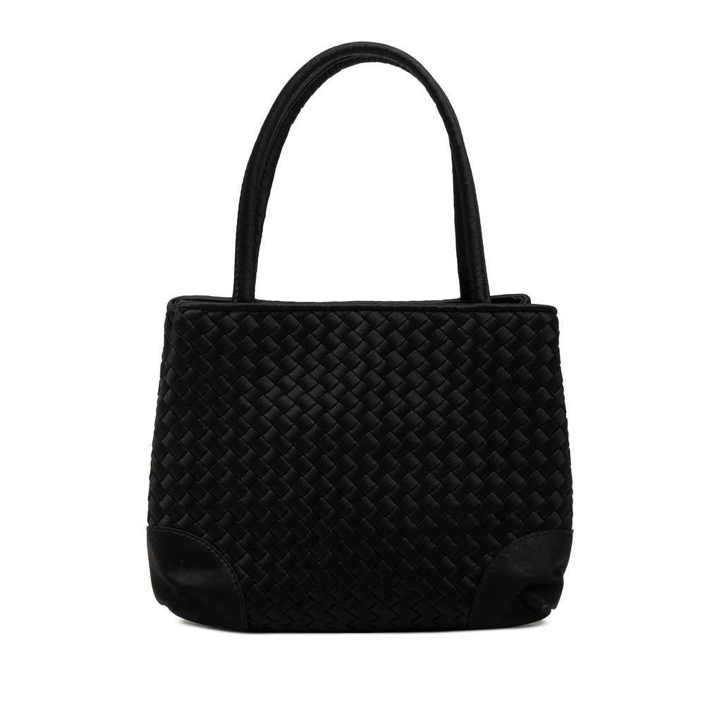 Bottega Veneta Mini Satin Intrecciato Tote Black Very good - Front View