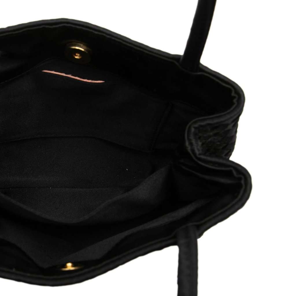 Bottega Veneta Mini Satin Intrecciato Tote Black Very good - Model View