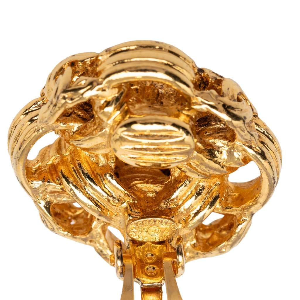 Chanel CC Gold Plated Knot Clip On Earrings Gold Metal Very good condition - Inside View