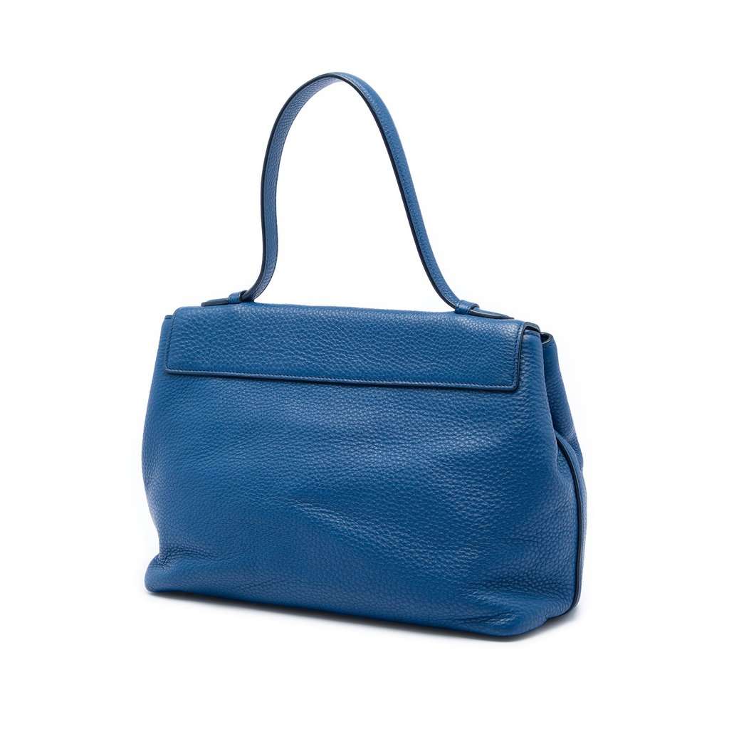 Miu Miu Vitello Daino Top Handle Bag Blue Leather Very good - Back View