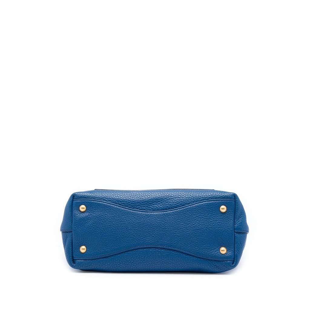 Miu Miu Vitello Daino Top Handle Bag Blue Leather Very good - Inside View