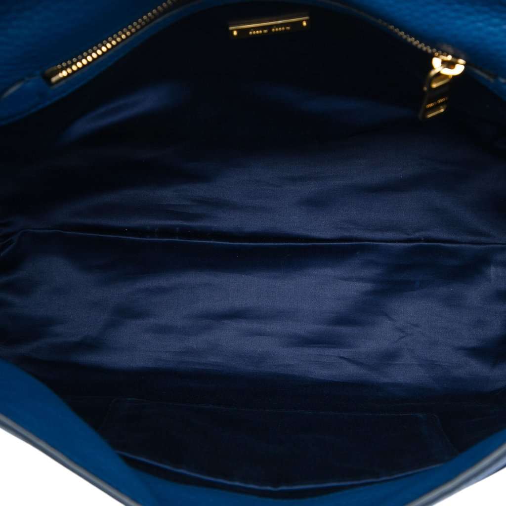 Miu Miu Vitello Daino Top Handle Bag Blue Leather Very good - Model View