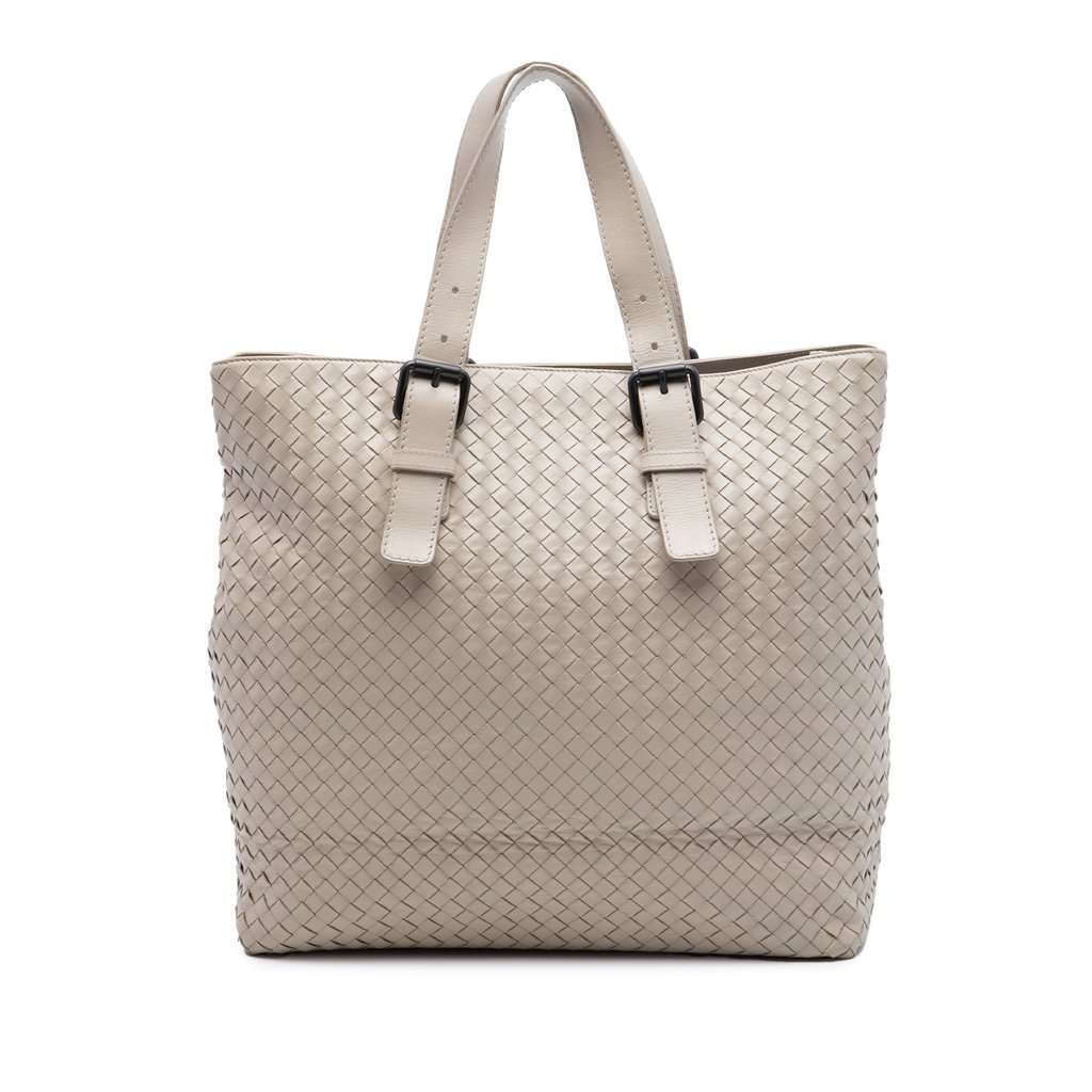 Bottega Veneta Nappa Intrecciato Belted Tote Beige Leather Very good condition - Front View