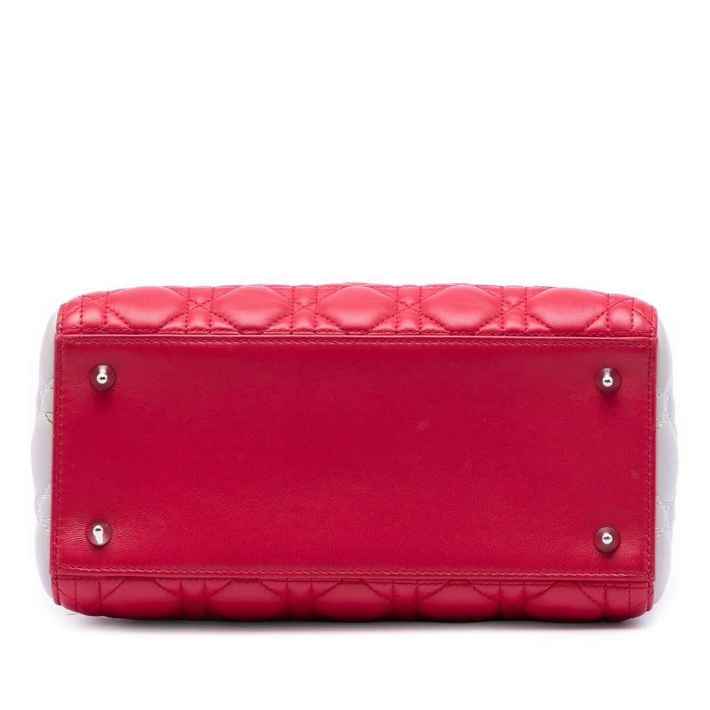 Dior Medium Bicolor Lambskin Cannage Lady Dior Pink Leather Very good condition - Inside View