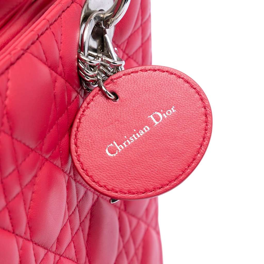 Dior Medium Bicolor Lambskin Cannage Lady Dior Pink Leather Very good condition - Box View