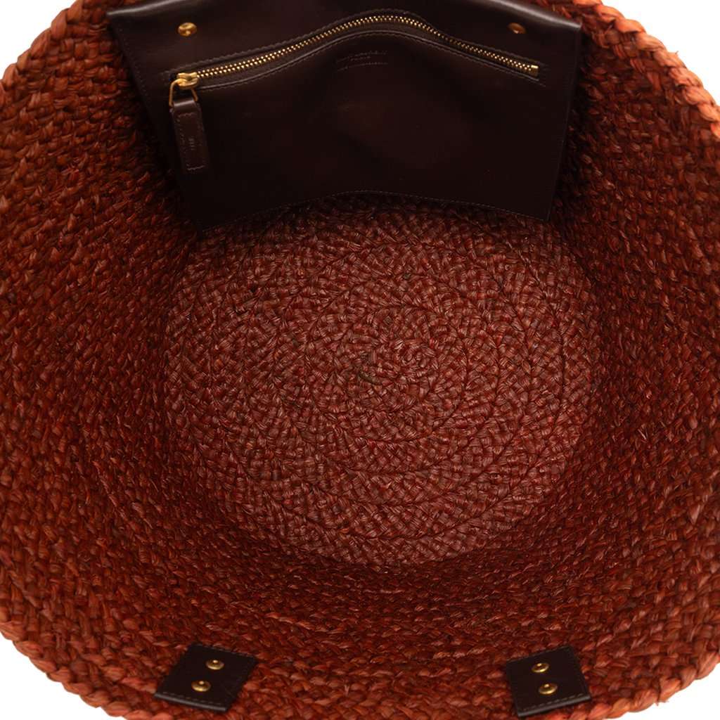 Saint Laurent Medium Raffia Panier Basket Shopper Tote Brown Very good - Model View