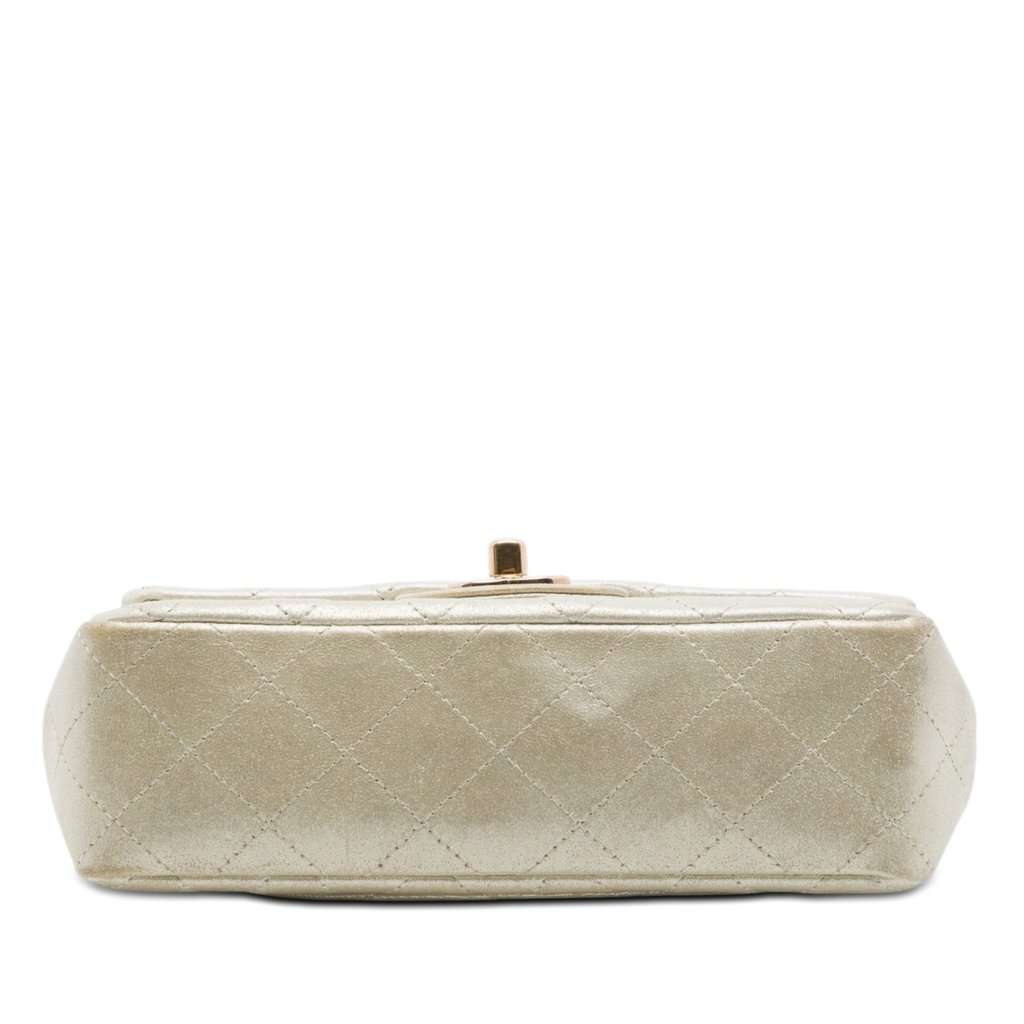 Chanel Mini Rectangular Classic Iridescent Lambskin Single Flap Beige Leather Very good - Inside View