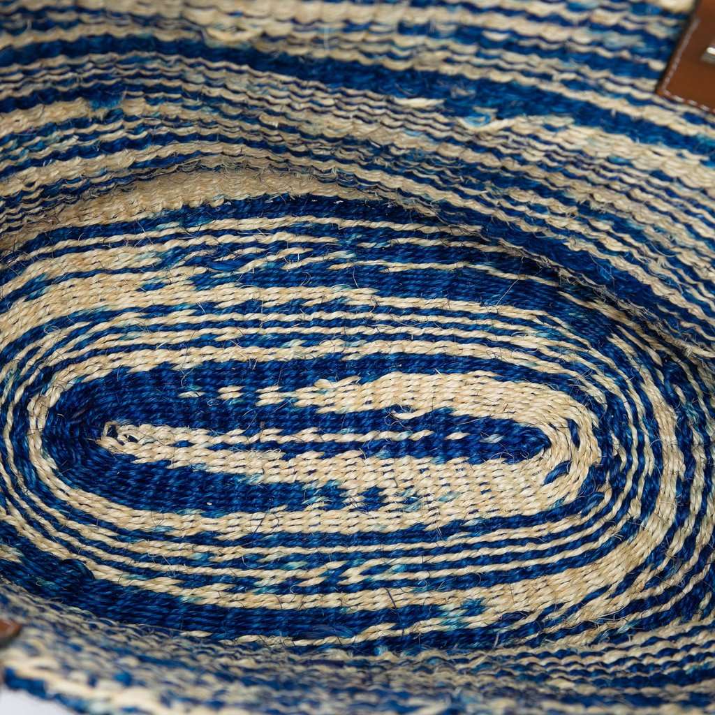 LOEWE Large Raffia Anagram Basket Tote Blue Very good - Model View